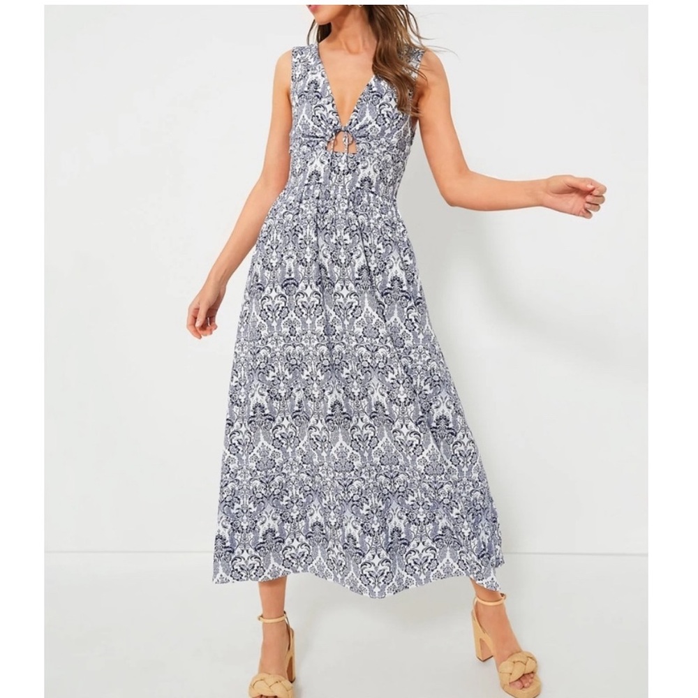 HYACINTH HOUSE Navy Scroll Print Toula Dress